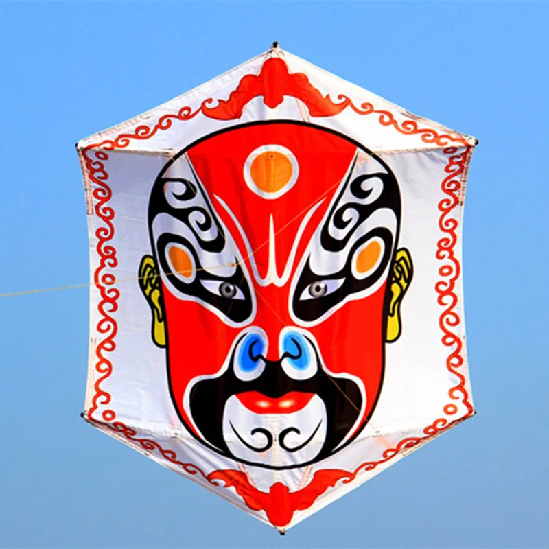 Free shipping Chinese traditional kite Hexagonal kite Peking opera mask kite fabric nylon facebook kites adults kites flying koi