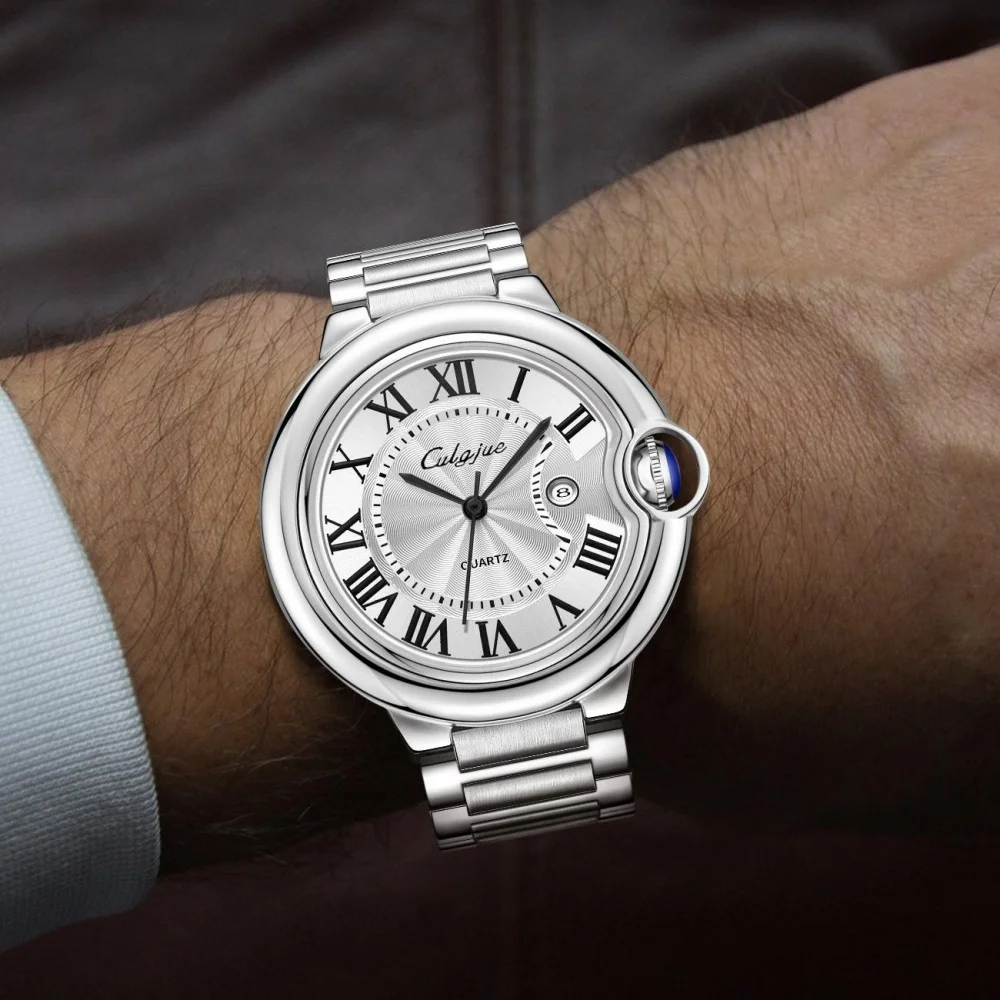 

High-End Luxury Balloon Series Men's Watch, Round Dial, Stainless Steel Strap, with Calendar Display, Fashionable Accessory, Suitable for Various Occasions