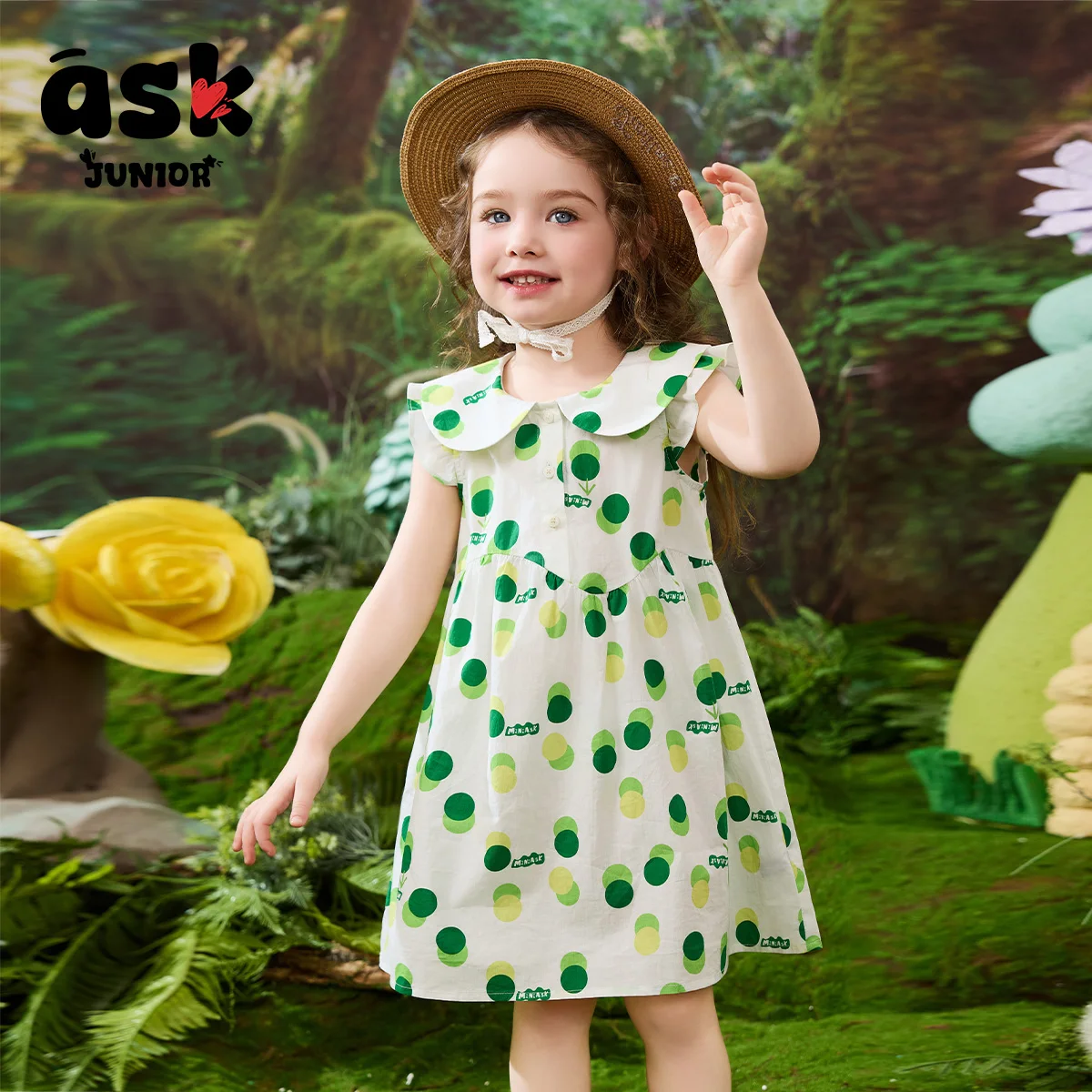 اسأل فستانًا صيفيًا للفتيات الصغيرات مطبوعًا من القطن اللطيف #5