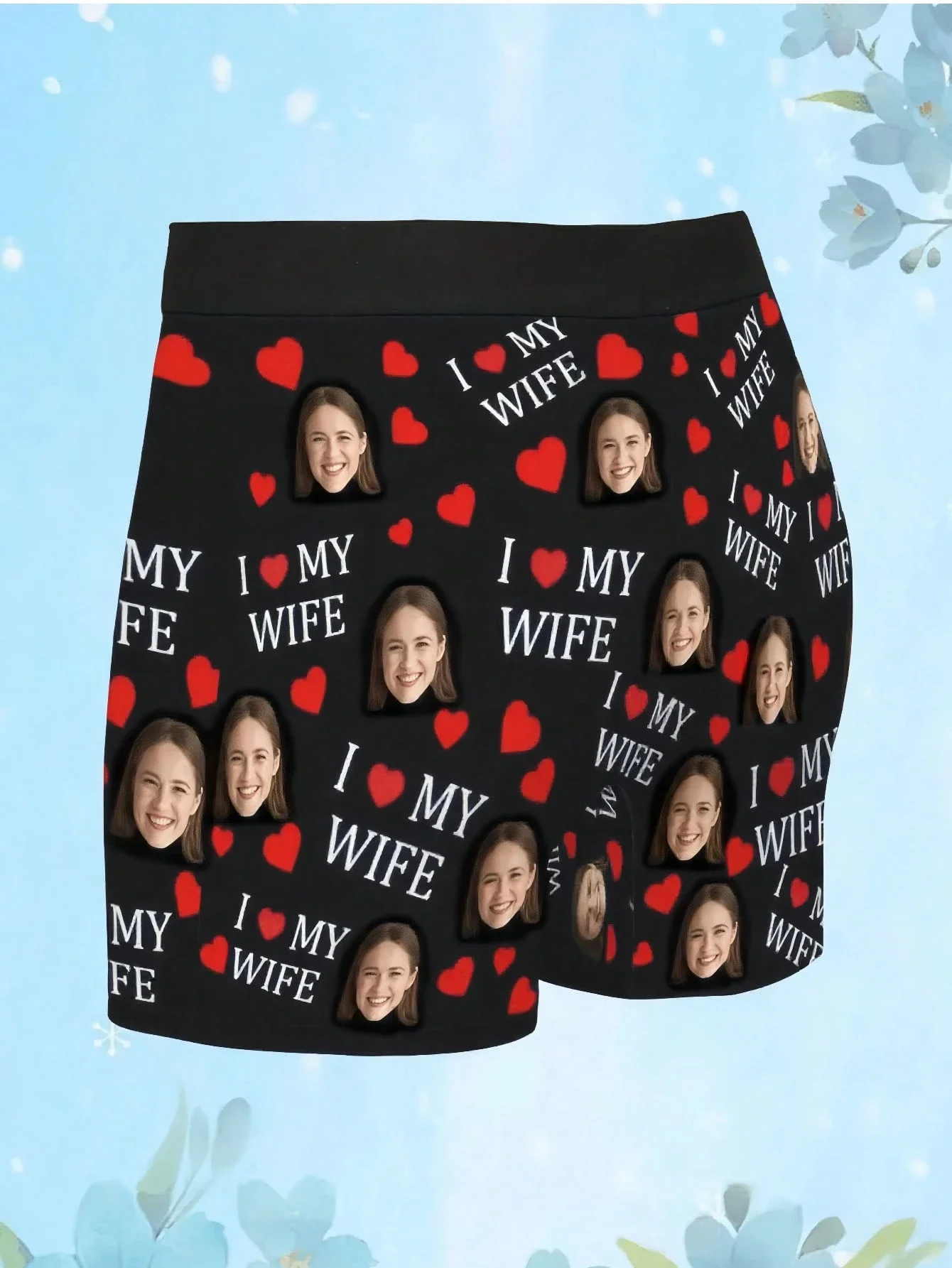 

Customized I Love My Wife Photo Print Mens Boxer Briefs Breathable Stretch Underwear Gift