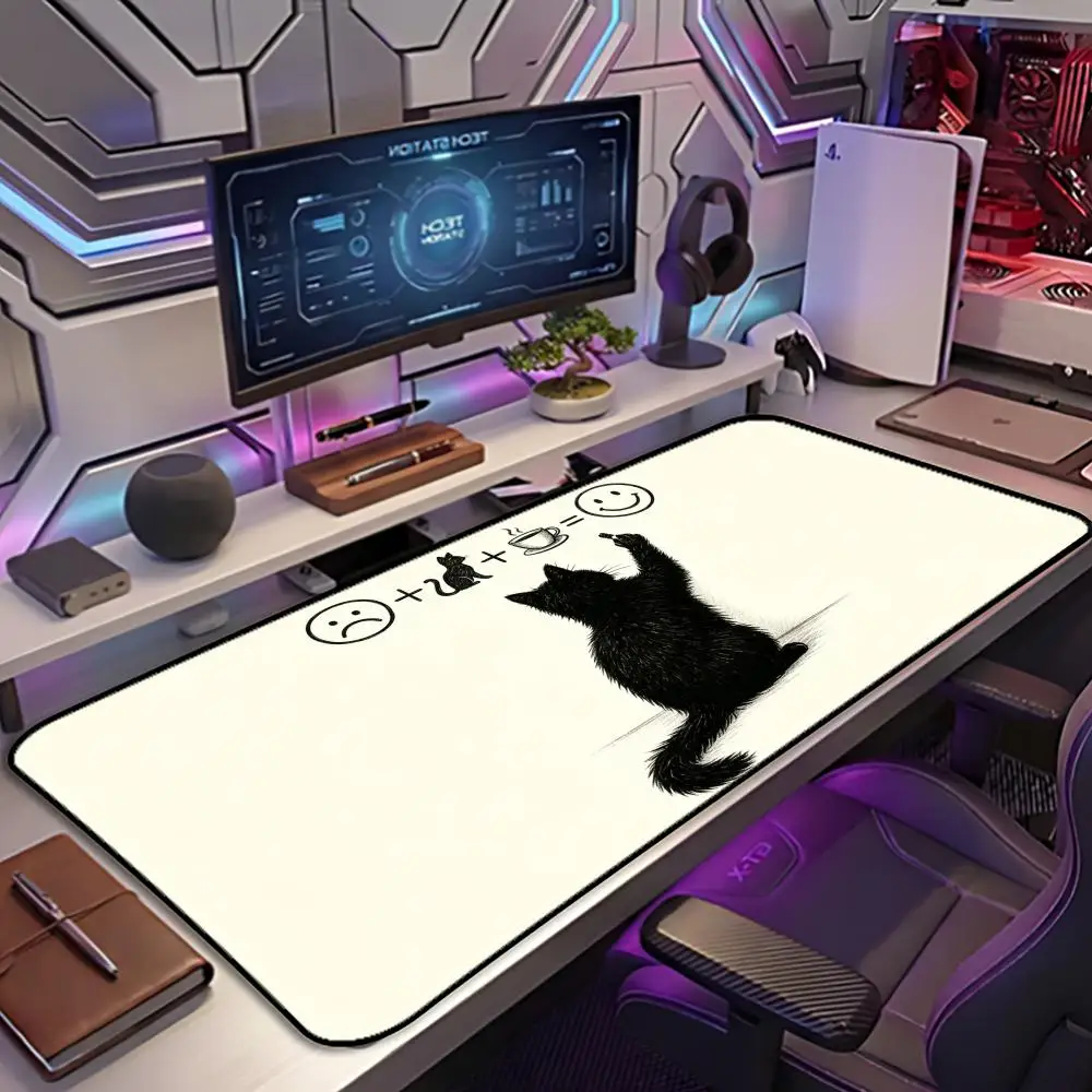 

coffee and cat formula Mouse Pad Large Gaming Mousepads Non-slip Laptop Anti-Slip Rubber Base With Stitched Edge Tablet Mat XXL