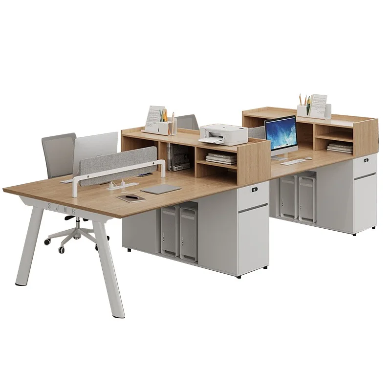Société de combinaison de bureau et de chaise pour le personnel financier, 4 personnes, 6 personnes, double simple, sous-bureau