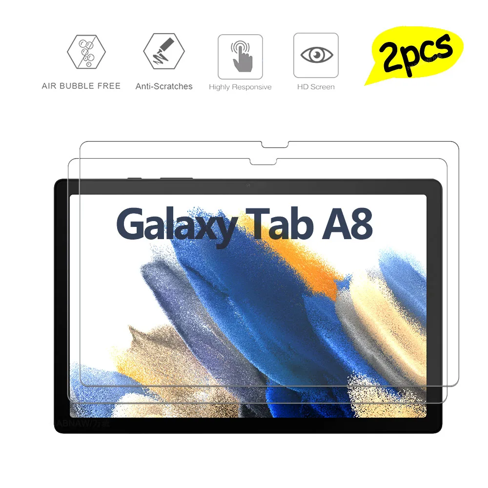 2 Pieces Scratch Proof HD Tempered Glass Screen Protector For Samsung Galaxy Tab A8 10.5-inch SM-X200 SM-X205