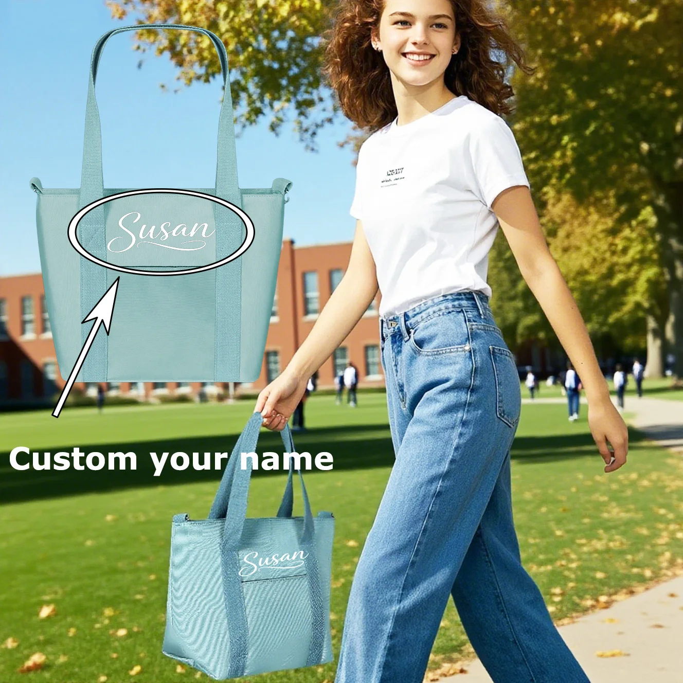 

Personalised Name Tote Bag Backpack Custom Logo Woman Crossbody Shoulder Bag Bridesmaid Gift Travel Gym Shopping Bag