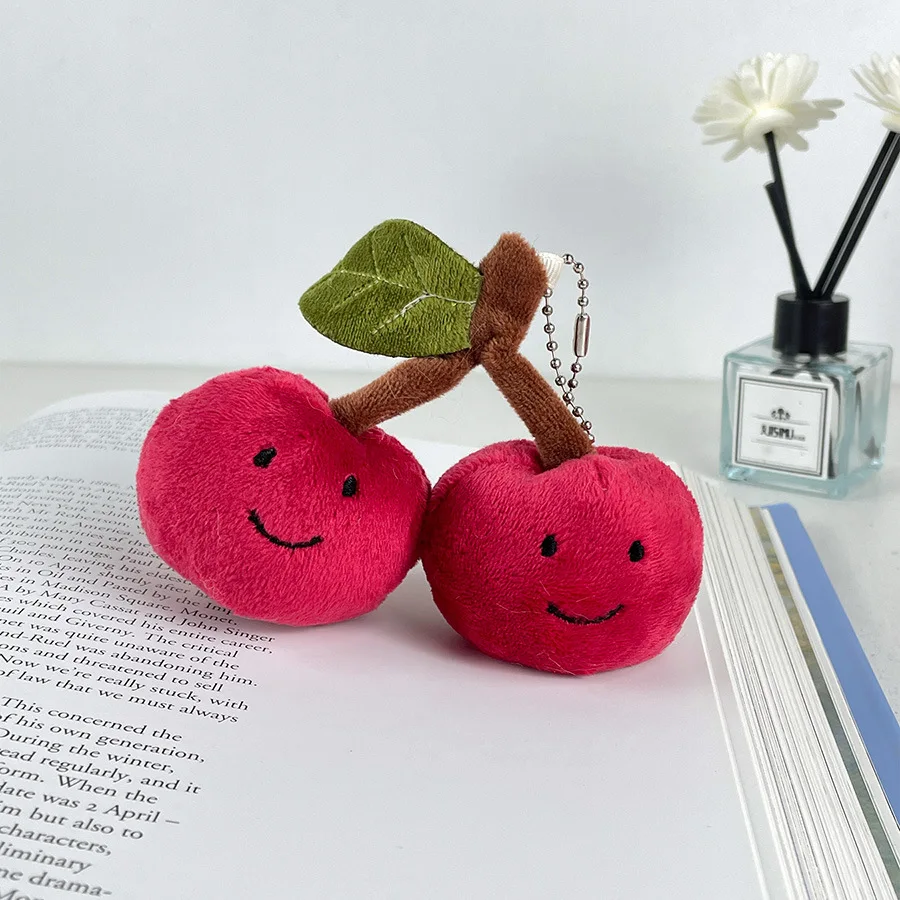 

Cute Cherry Couple Keychain Mini Fruit Doll Backpack Charm Pendant Gift for Couples Accessories