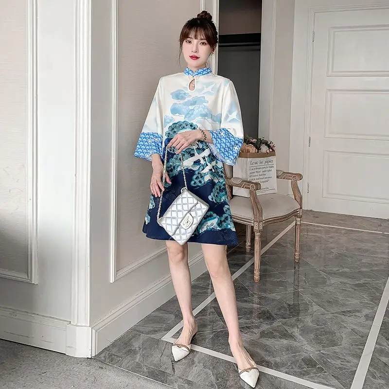 2023 New White Plus Size Party Casual Qipao Traditional Chinese Clothing Vintage Modern Improved Cheongsam Dress for Women