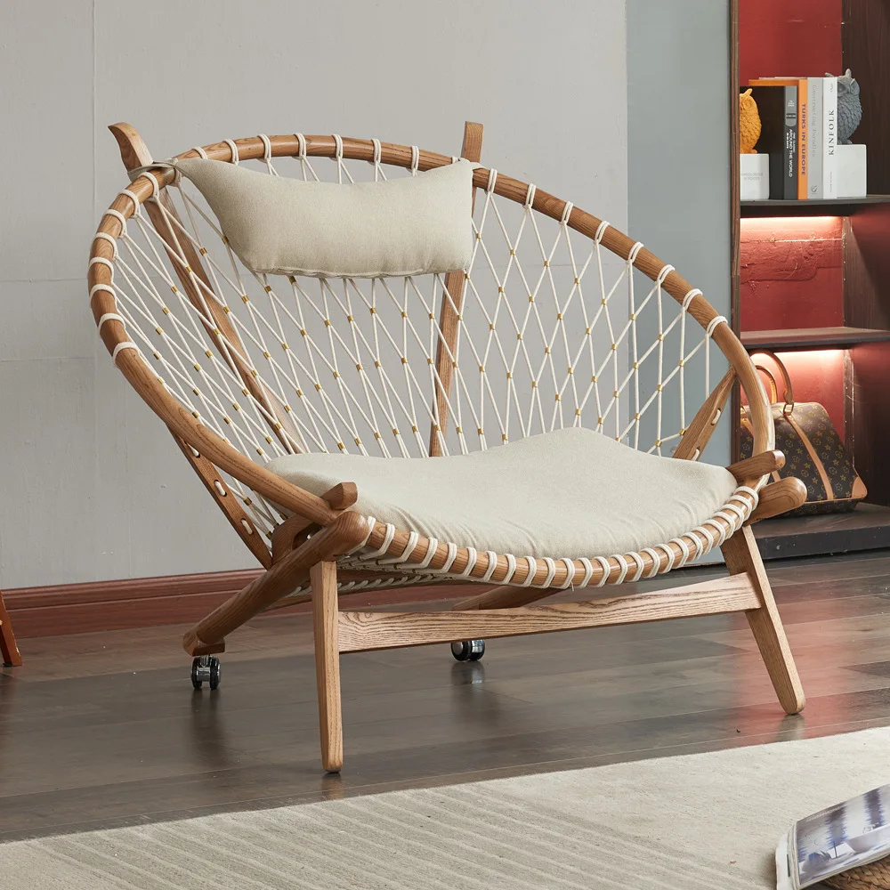

Lazy sofa ash wood woven recliner designer creative single sofa chair living room lazy chair