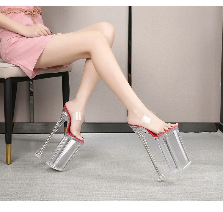 New Ultra High Western Platform Slippers 10 Inch 26cm Pole Dance Runway Model Show Exotic Women's Chunky Heel Footwear Shoe