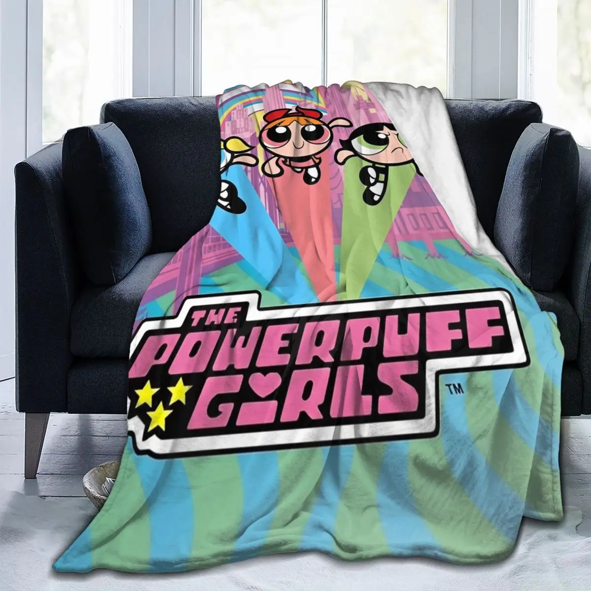 The Powerpuff Girls HD Printed Blankets Soft Comfortable Plush Throw Blanket For Child Couch Bed Flannel Bedspread Bed Cover