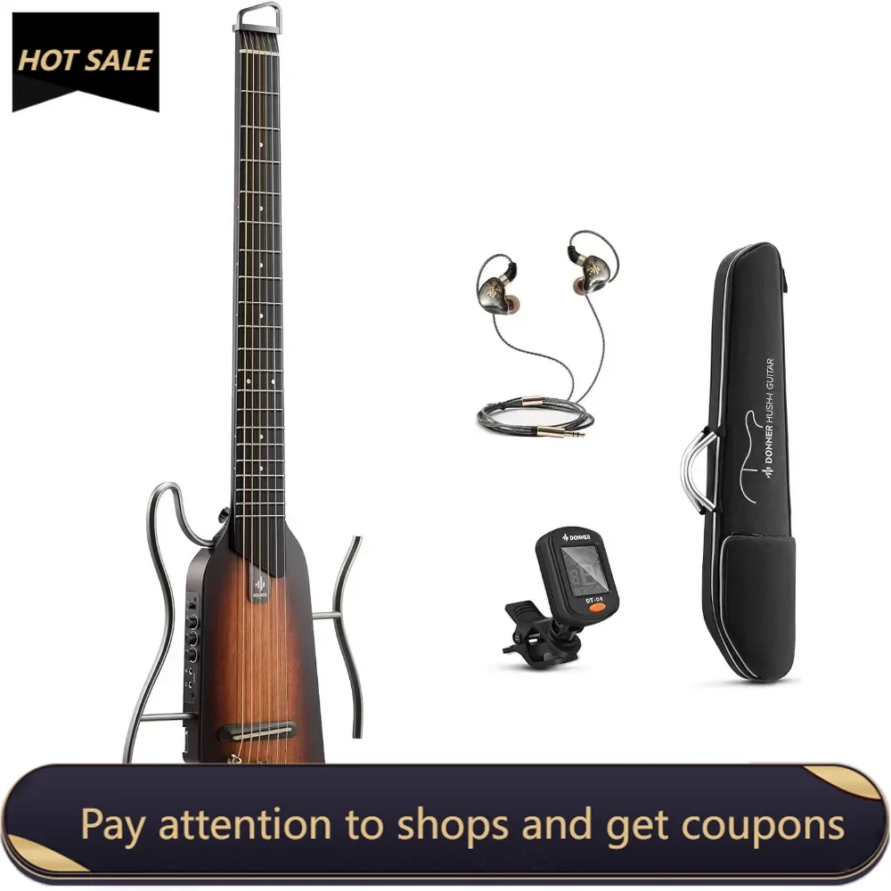 Guitar For Travel - Portable Ultra-Light and Quiet Performance Headless Acoustic-Electric Guitar, Mahogany Body Freight free