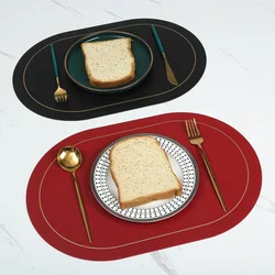 2PCS 45x30cm Leather Tableware Mat European Round Corner Decorative Pad Waterproof Oil Resistant Bowl Cup Table Mat Insulation