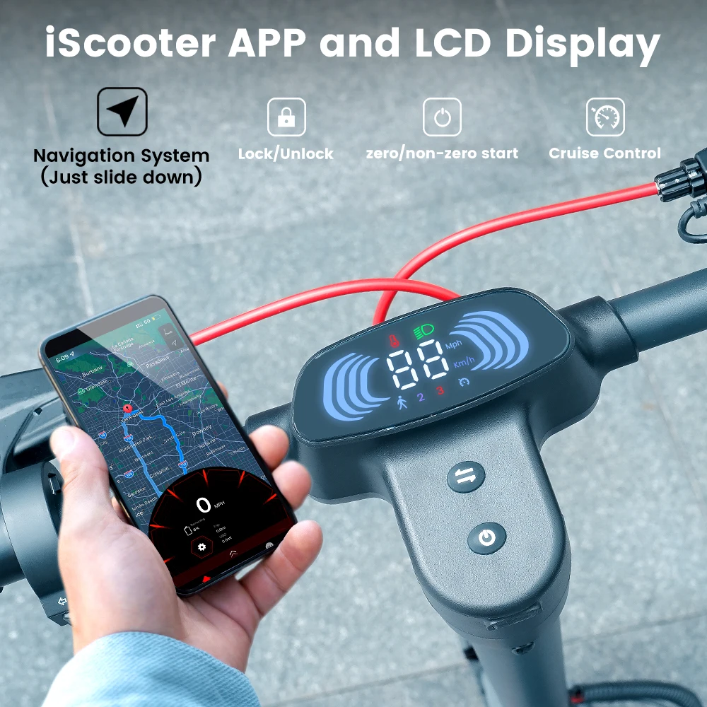 IScooter i10 Pro Elektroroller 800W Motor E-Scooter 48V15AH Hochleistungs-Lithiumbatterie unterstützt APP-App, Höchstgeschwindigkeit 45KM/H, maximale Reichweite 60KM, 10 Zoll Luftreifen, brandneu, original, direkt ab Werk. – Detail 6