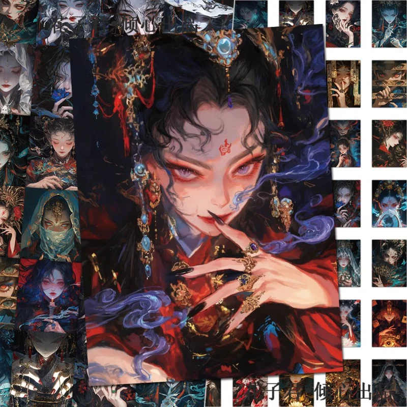 63 Chinese-style Dark-themed Stickers, Unique and Creative, High-end DIY Desktop and Journal Stickers.