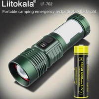 Portable camping emergency rechargeable flashlight 700LM, IPX4 waterproof outdoor light, 6 red/blue modes