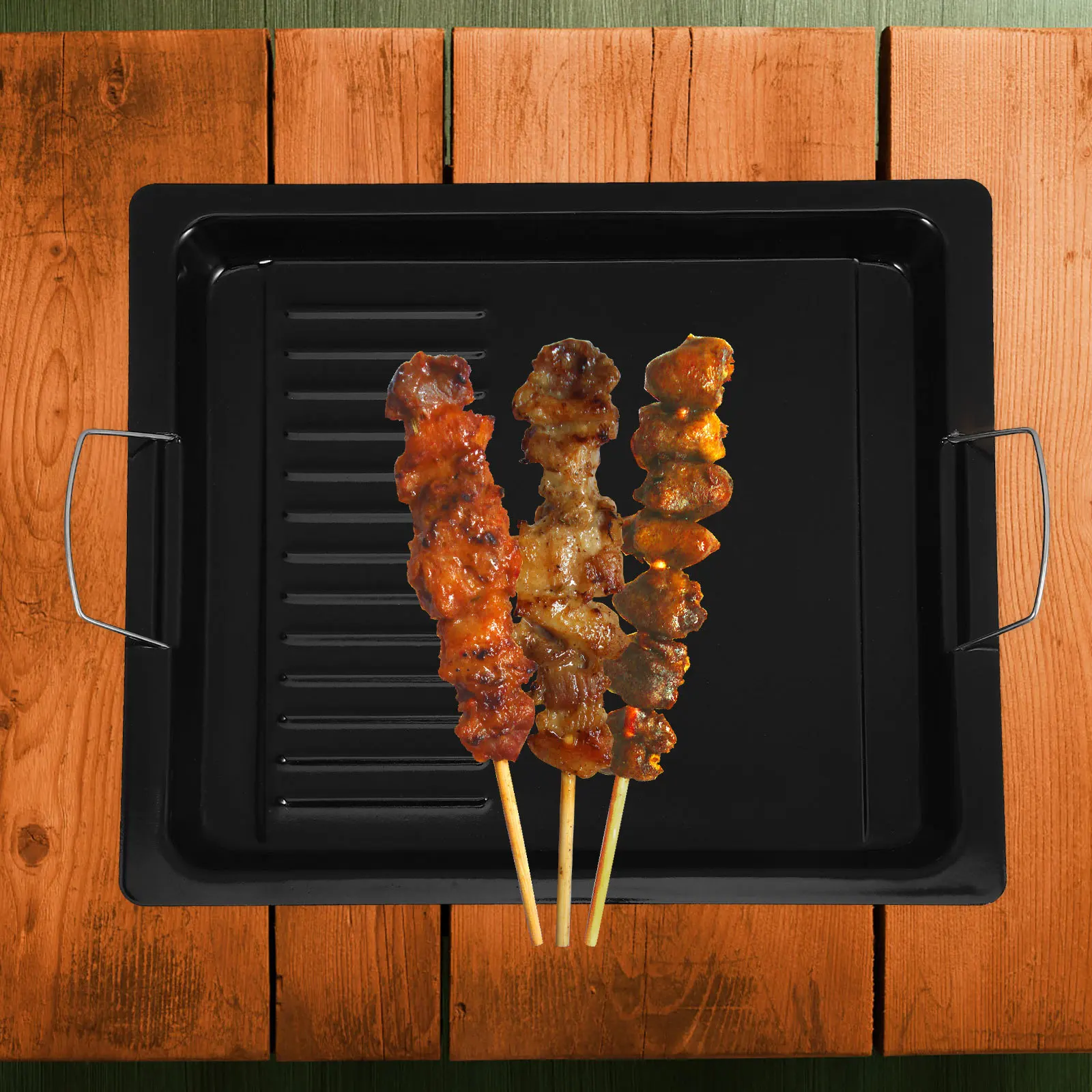 

1Pcs Barbecue Party Grilling Pan Nonstick Thick Heat Conduction Roast Plate Outdoor Bbq Tray Baking Frying Plate Bbq Supplies