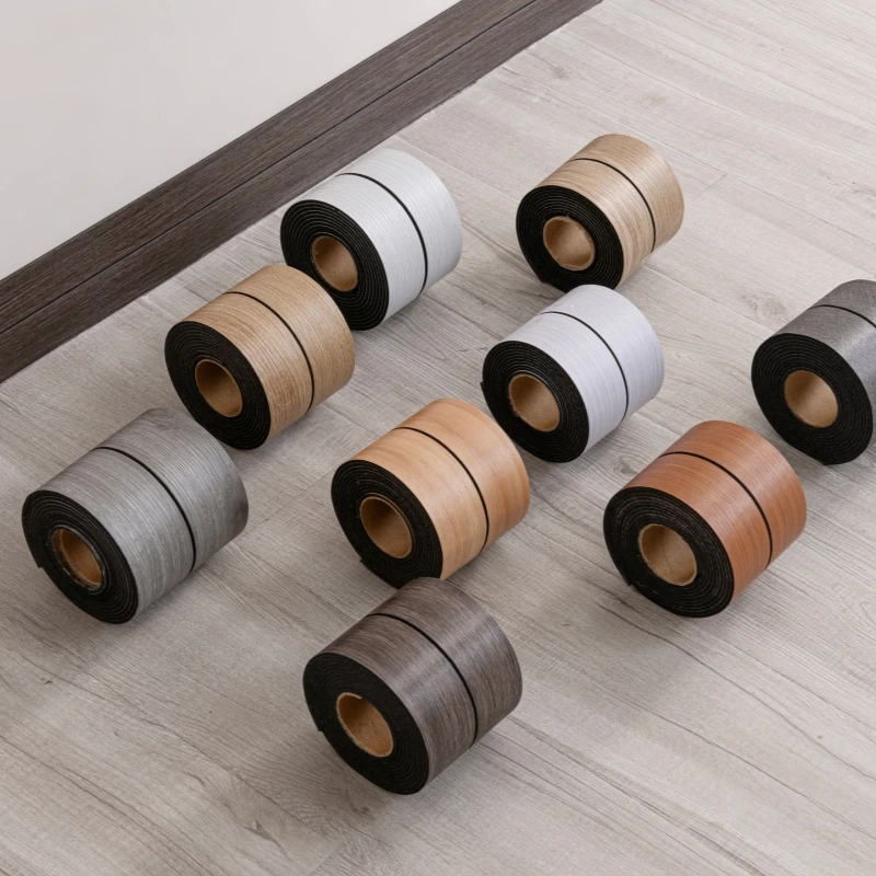 Waterproof Wood Grain Skirting Board, Self-Adhesive Peel and Stick Baseboard Trim for Bedroom Living Room Wall Floor Decoration