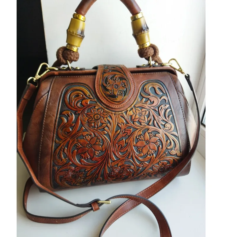 MOTAORA Luxury Handmade Women Shoulder Bag Vintage Carved Leather Women\'s Bag 2024 trend Ladies Designer Handbags Female Bags