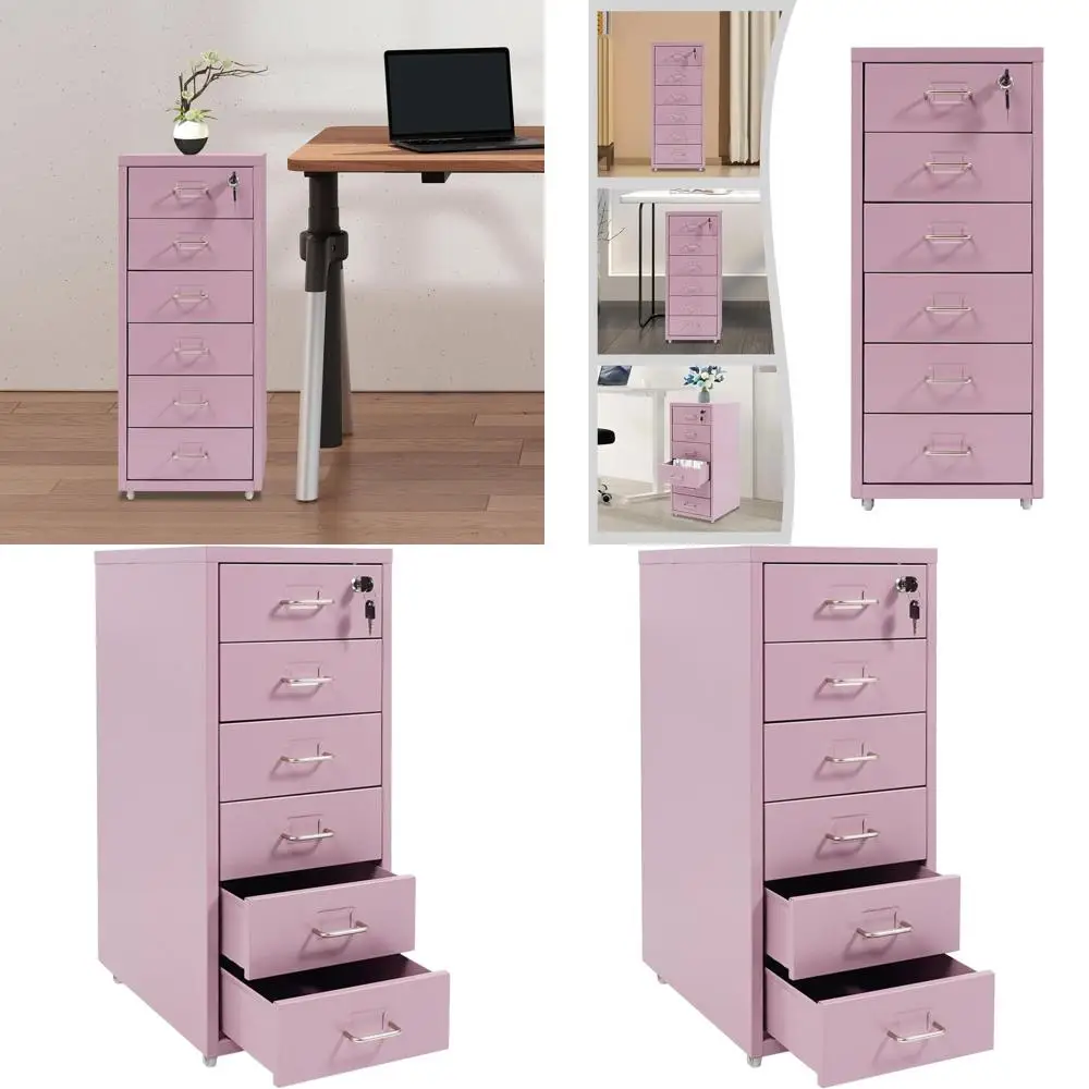 

Фиолетовый металлический шкаф для документов с 6 ящиками, замком и колесиками, 11x16x27 дюймов, для домашнего офиса и кабинета