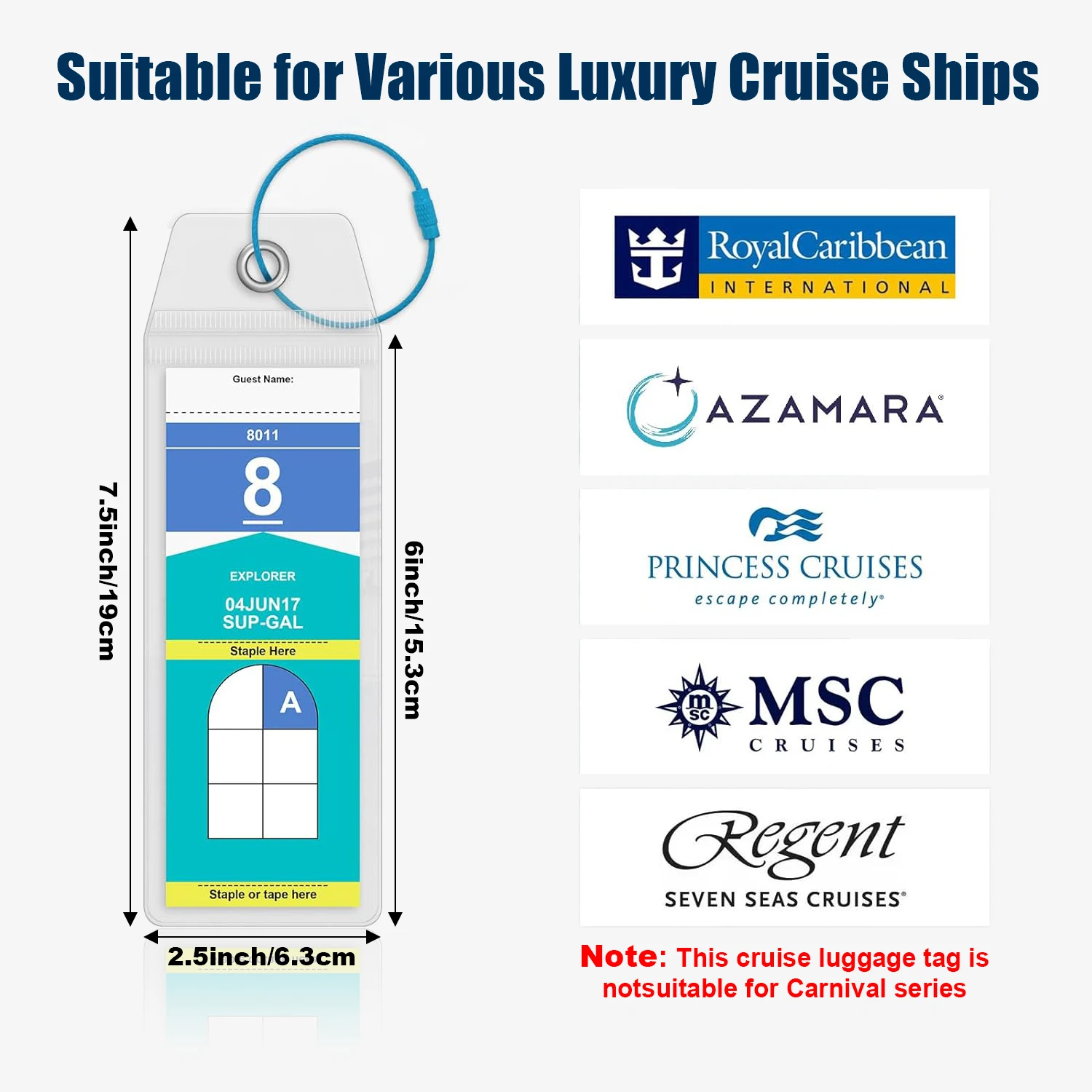 8PCS Cruise Luggage Tags, Clear Luggage Tag Suitable for All Royal Caribbean and Celebrity Cruise Ships, Reusable Luggage Tags H