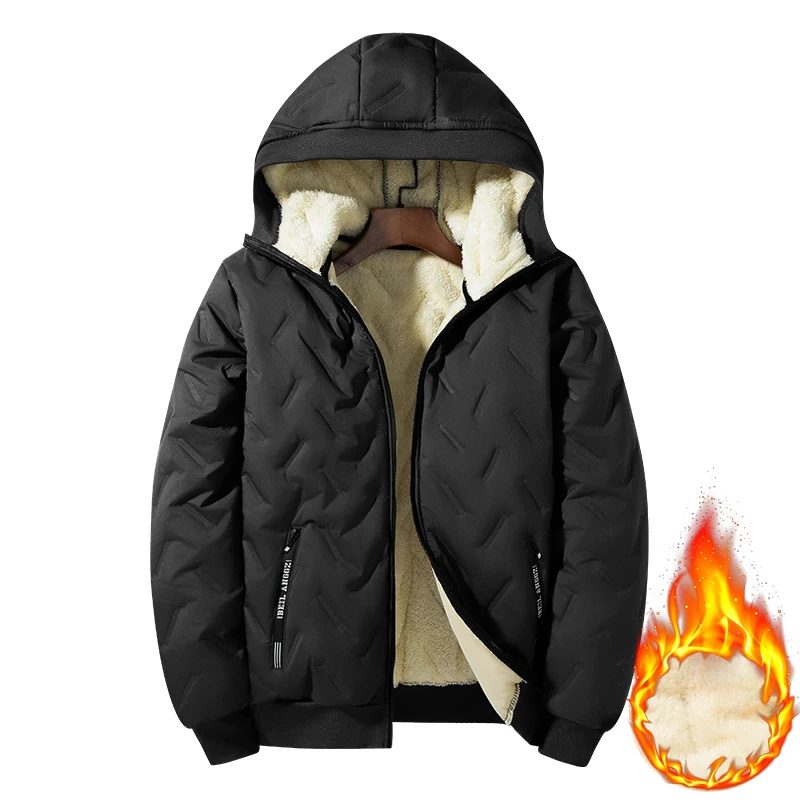 

Men's hooded warm short jacket winter zipper pocket jacket outdoor sports and leisure work clothes windproof cotton jacket