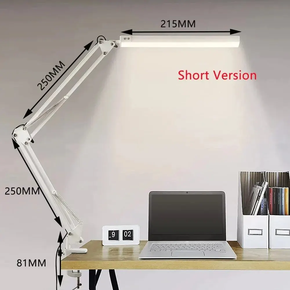 Lampa biurkowa LED z zaciskiem 10 W Lampa biurkowa z wahadłowym ramieniem Przyciemniana lampa biurkowa z 10 poziomami jasności, 3 tryby oświetlenia