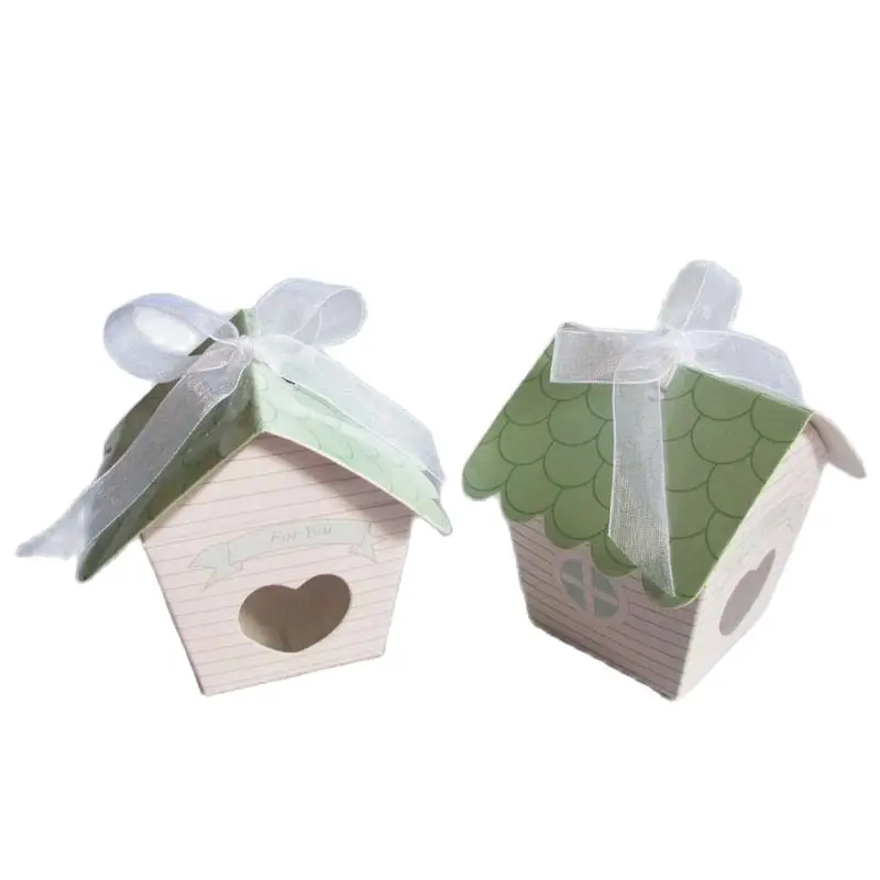 

Cardpaper Candy Box Cardboard Favors Box with ribbon for baby shower wedding party - 50pcs/lot free shipping