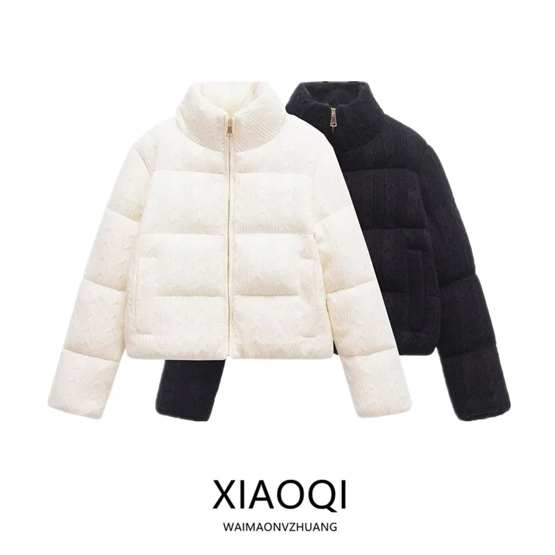 Chaqueta de Invierno 2024 para Mujer, uesa, Tejida, Hoada, Versátil, de Manga Larga, con Cierre de Cremallera, Mezcla de ...