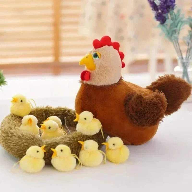 Kawaii Plush Toy Chicken Hen Cute Nest Chick Lifelike Stuffed Animal Christmas Toy Gifts For Children Educational Kids Soft Toys