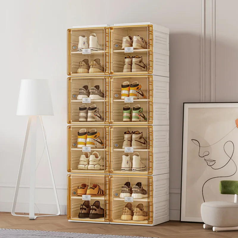 

Shoe box storage box transparent shoe cabinet plastic storage folding frame short boots shoe storage artifact
