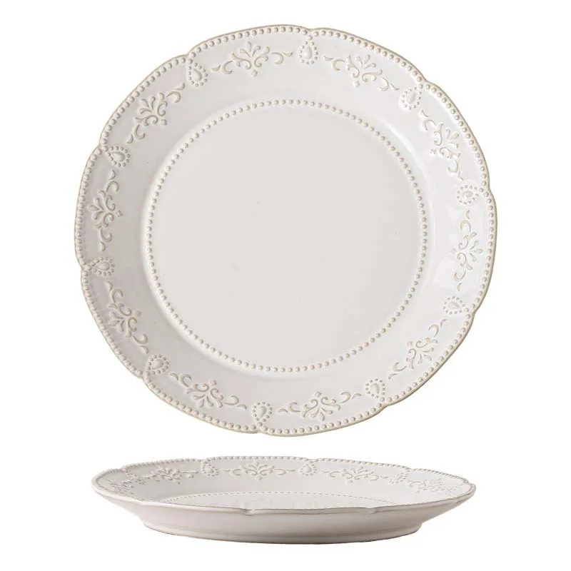 Ceramic Plate European Relief Plate Lace Home Western Cuisine Plate Kitchen Exquisite Breakfast Coffee Cup Set