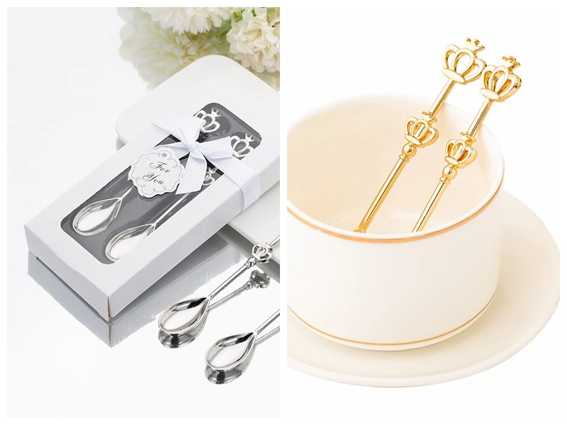 (20Pcs/lot=10Sets) Event and Party Decoration gift of Crown Design Coffee Spoons gift for Gold Wedding and Baby birthday gifts