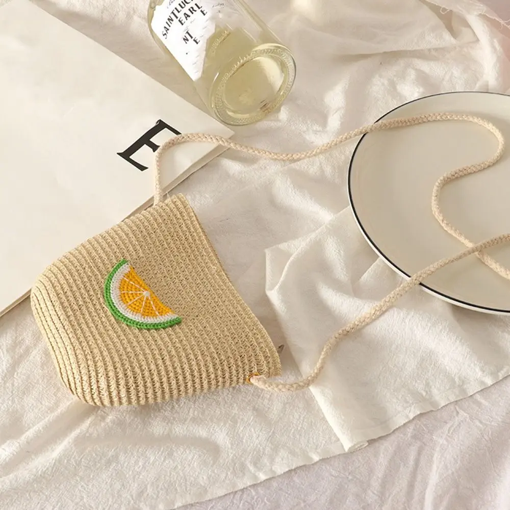 

Fashion Straw Children's Straw Beach Bag Heart Pattern Cute Crossbody Bag Casual Handbag Kids