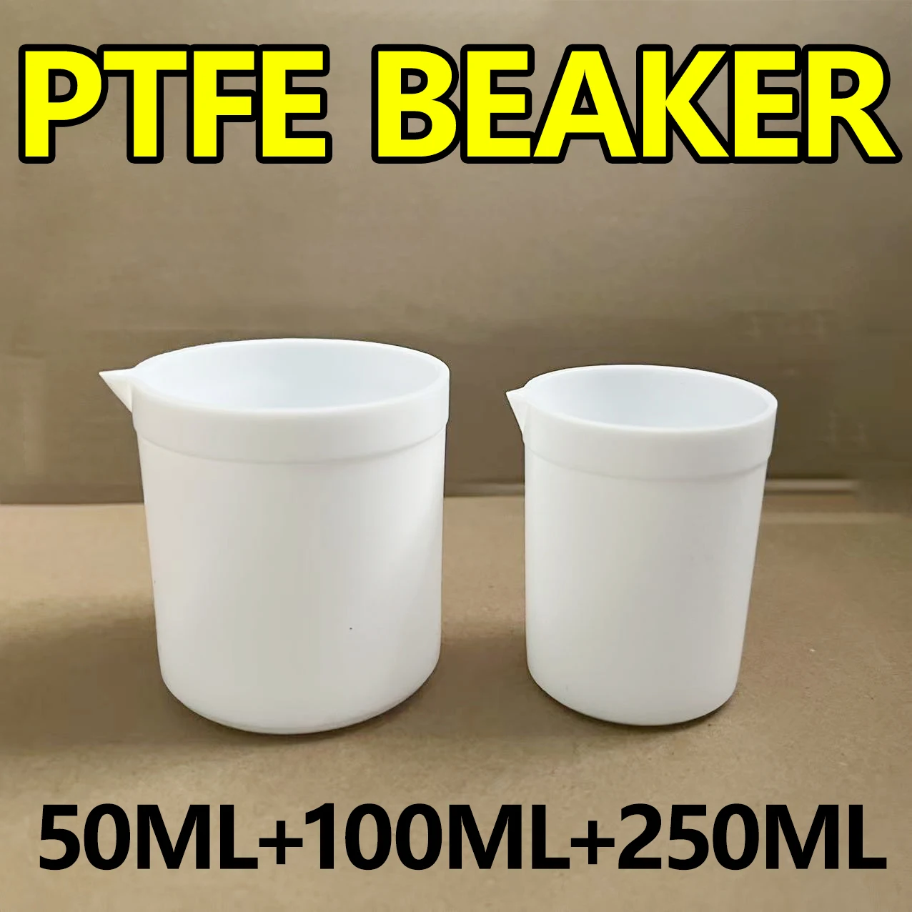 PTFE beaker with lid, polytetrafluoroethylene acid and alkali resistant, 50ml+100ml+250ml combination pack