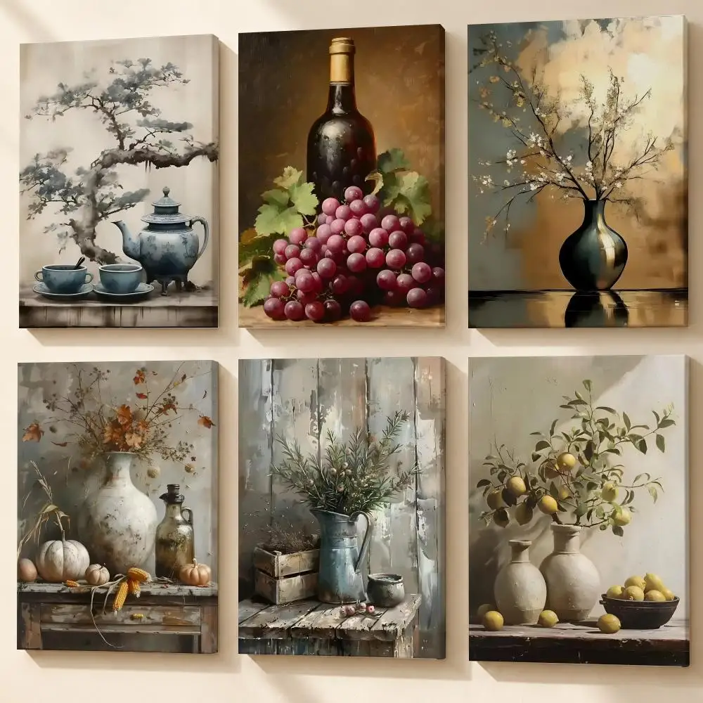 Lemon Olive Still Life Framed Wall Painting Ready to Hang Canvas Art Poster for Living Room Bedroom Home Decor Decals