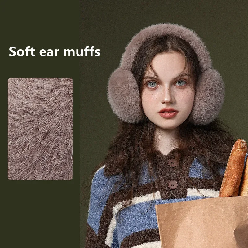 Soft Plush Ear Warmer Winter Warm Earmuffs for Women Men Fashion Solid Color Earflap Outdoor Cold Protection Ear-Muffs Ear Cover