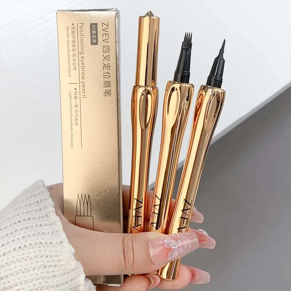 Wild Eyebrow Pen Waterproof 4 Forks Microblading Brows Tattoo Pencil Long Lasting Natural Dark Brown Eyelash Eyeliner Cosmetics