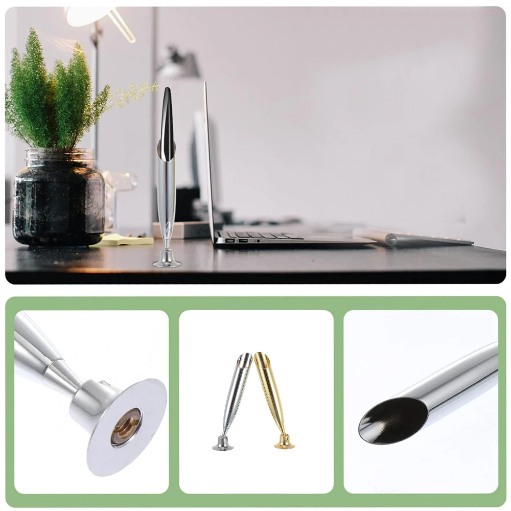 Pen Base Desktop Metal Pen Pencil Holder Ball Point Swivel Stand Funnel Foundation Gift Home School Office Supplies Accessory