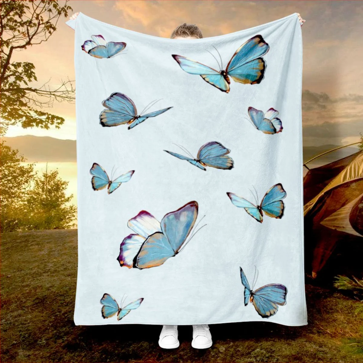 

Фланелевое одеяло мечтательного цвета с узором бабочки — идеально подходит для кроватей, диванов, офисов, путешествий, декораций, стульев и праздничного подарка.