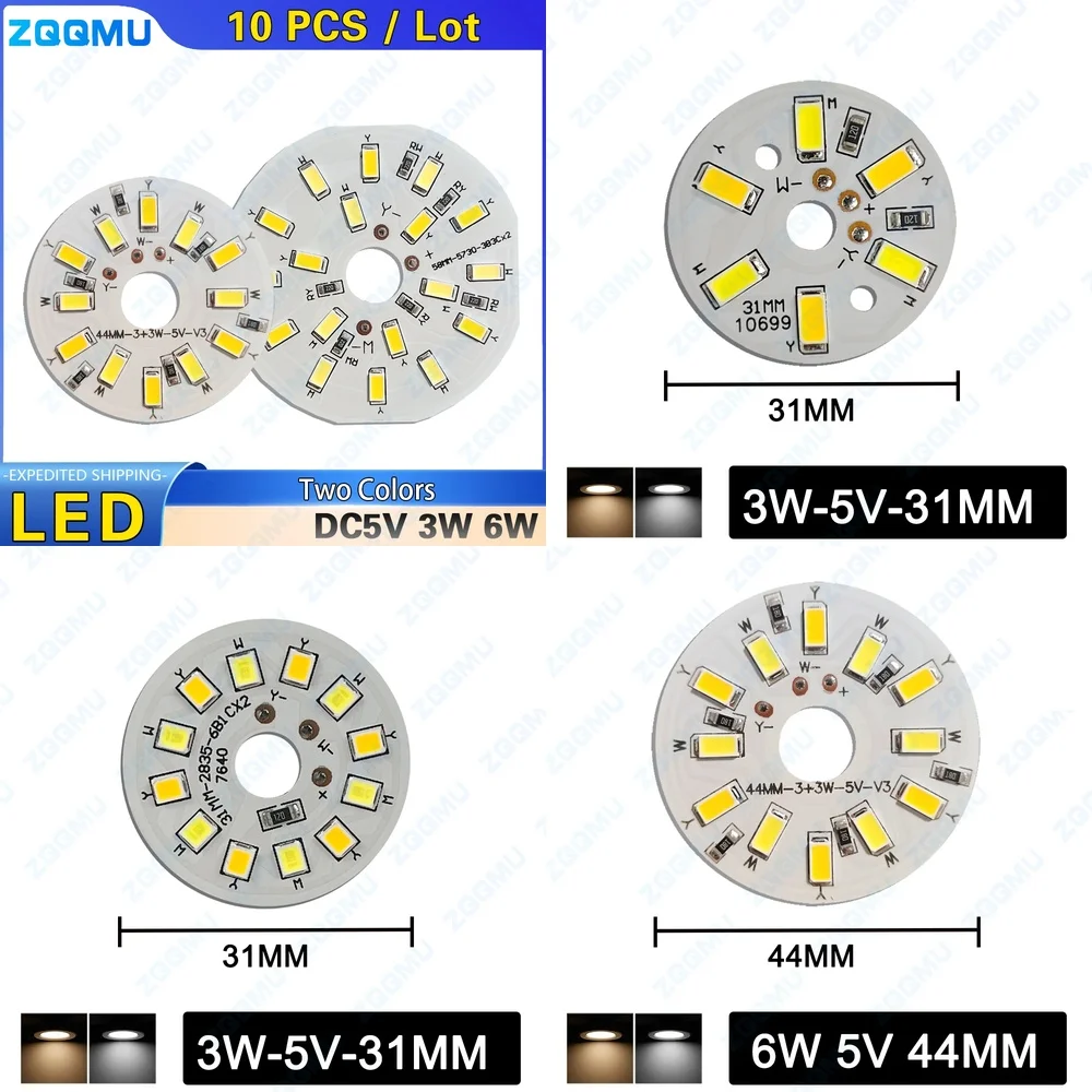 

12V 5V Dual Color Temperature LED Light Panel 44MM 58MM Three Colors Low Voltage DC Lamp Bead Light Source Board for Home