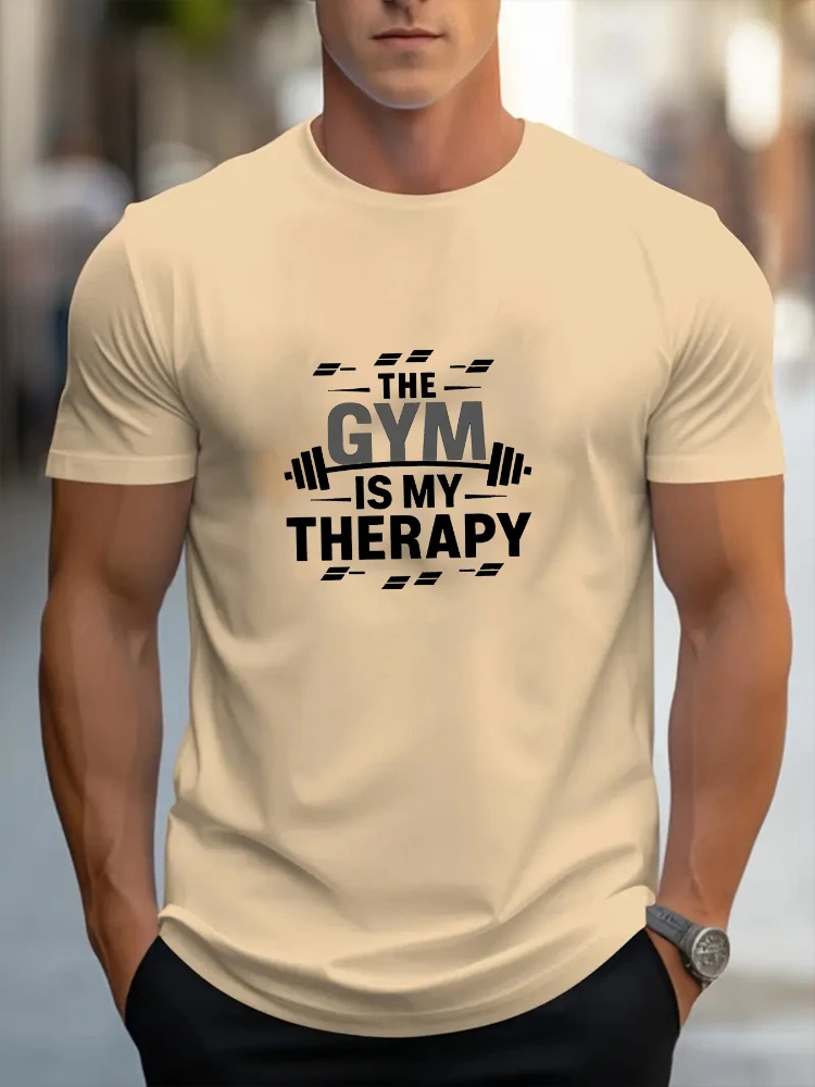 

Gym Graphic"The Gym Is My Relax" Workout Barbell Design-100% cotton summer O-neck short sleeve casual printed men's T-shirt.
