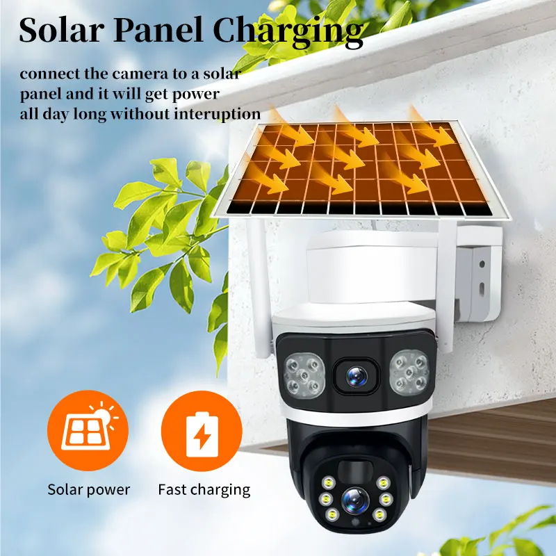 4 k12mp Dual Lens Solar kamera Outdoor Security Wifi Überwachungs kameras mit Solar panel Human Detection 4g Sim Ptz CCTV-Kamera