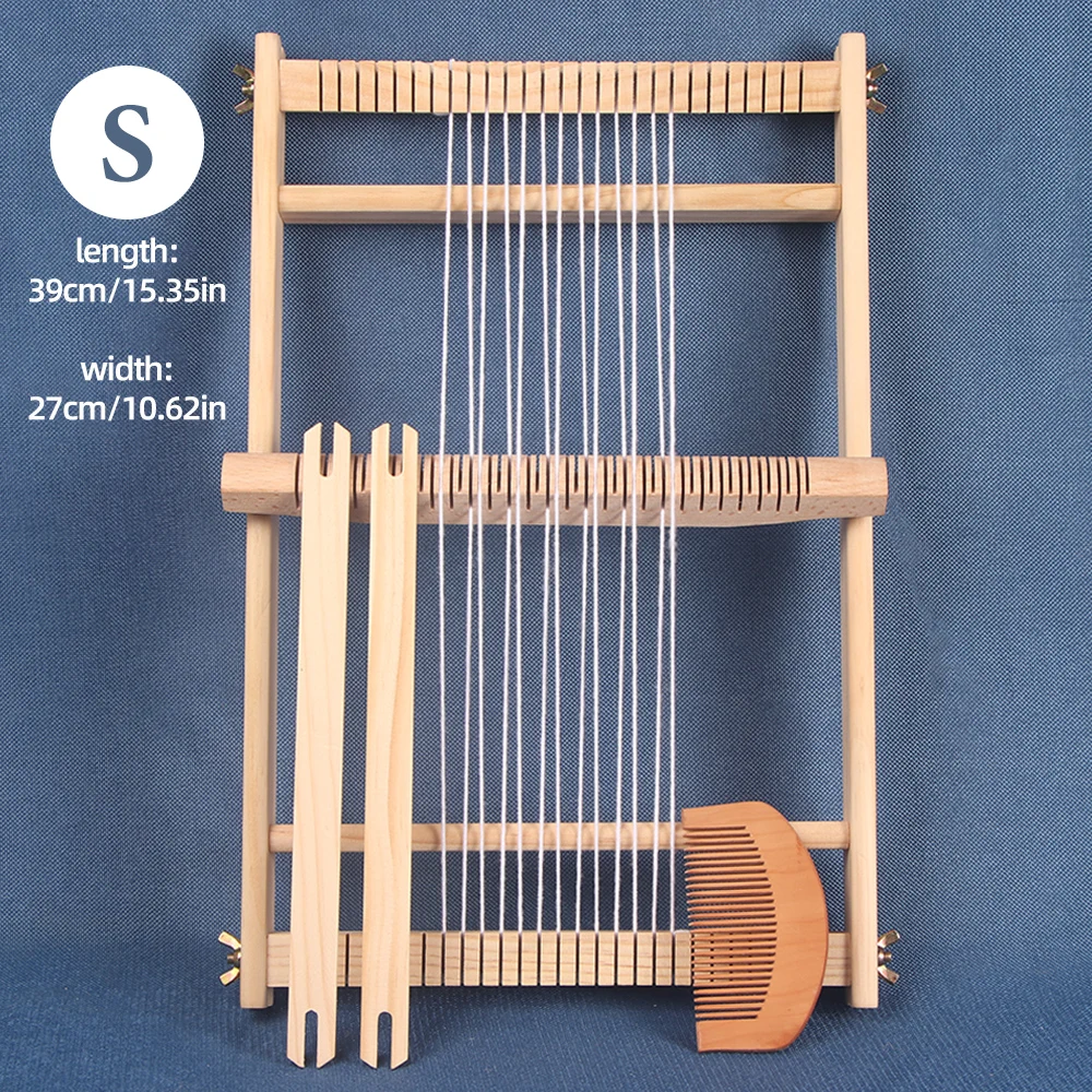QJH Wooden Multi-Craft Weaving Loom 19.6'L X 15.3'W Warp Frame Loom Heddle Bar for Weave Board Weaver Tapestry Kids Beginner image 3