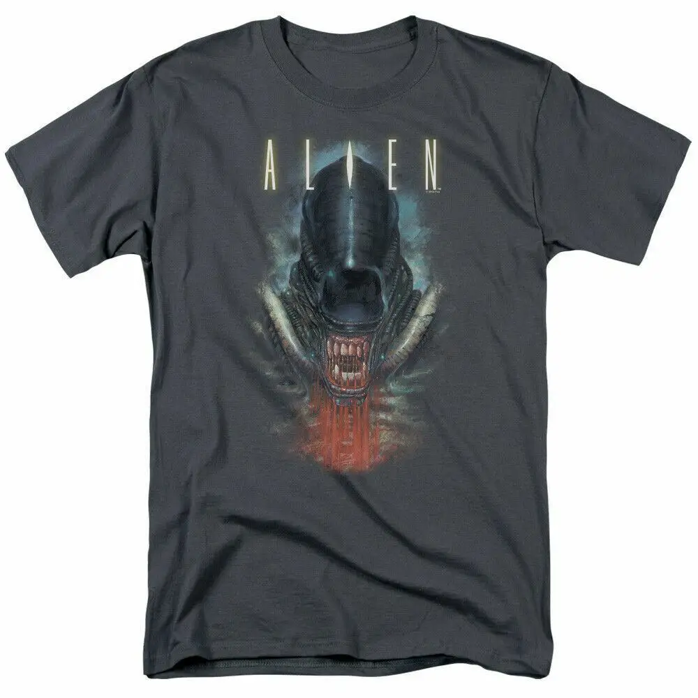 

Alien Bloody Jaw T Shirt Mens License Movie Sci-Fi Horror Tee Charcoal