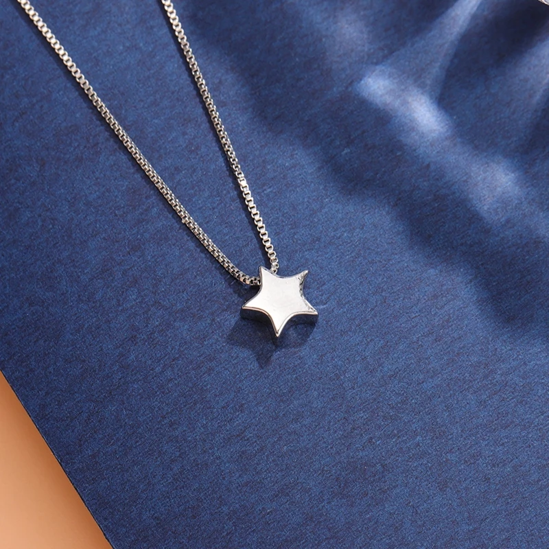 925 Sterling Silver Star Necklace Simple Charm Clavicle Chain For Women Fine Jewelry Wedding Party Birthday Gift