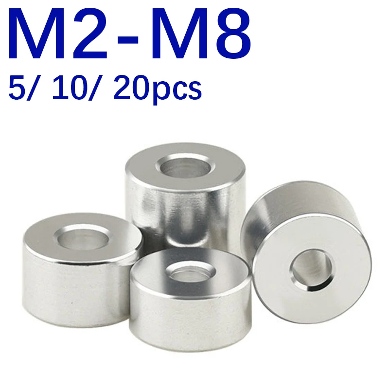5/10/20pcs M3 M4 M5 M6 M8 Aluminum Alloy Flat Washer Gasket CNC Sleeve Non-threaded Stand-off Spacer for RC Model Part
