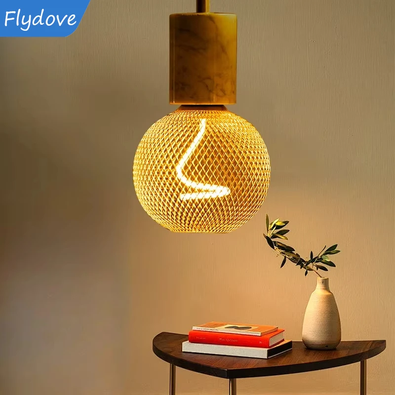 

E27 Screw Creative Luxury Black Gold LED Light Bulb Wrought Iron Mesh Cover Lamp Metal Cage Dining Bar Net Cover Light Lamp