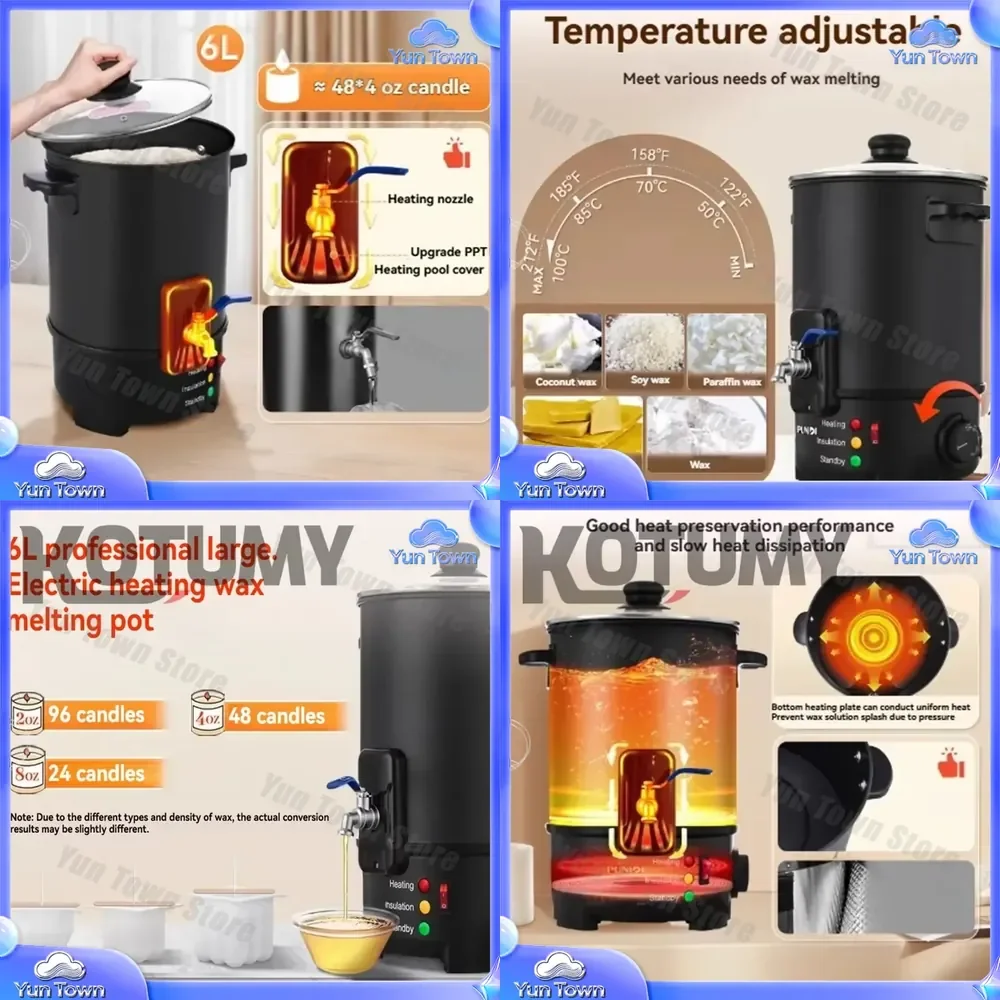for 5L 6L Wax Pot for Commercial Melting Candle Non Stick Wax Warmer for Beauty Hair Removal Aromatherapy Candle Making Honey