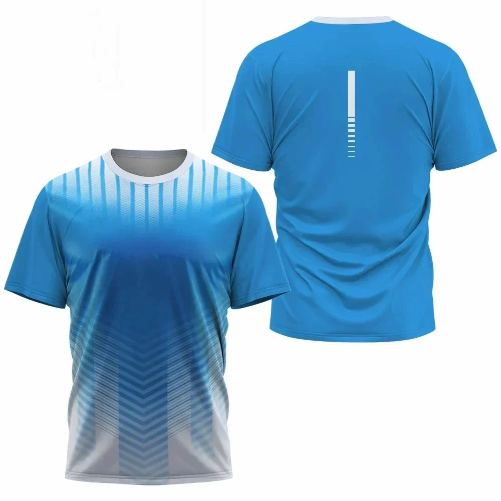 Summer New Men Gradient Cracked Pattern Athletic T-Shirt Quick Dry Crew Neck Short Sleeve 3D Printed Print Sports Training Tee