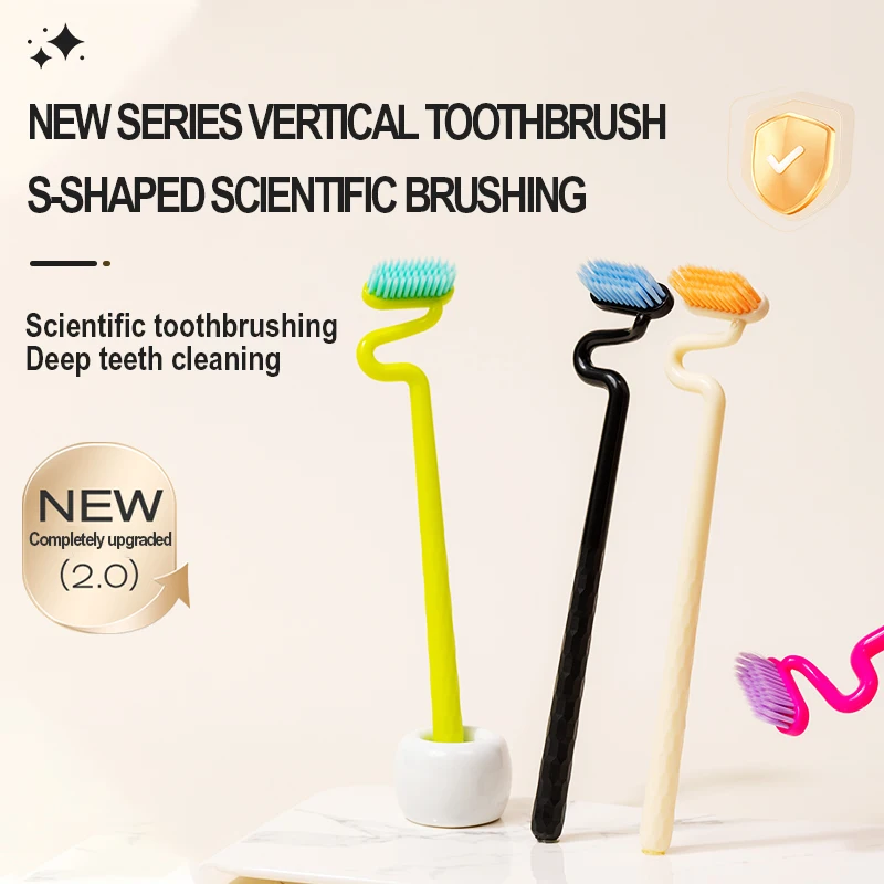 

Adult toothbrush with Z-shaped brush head, gentle cleaning, 4-piece pack