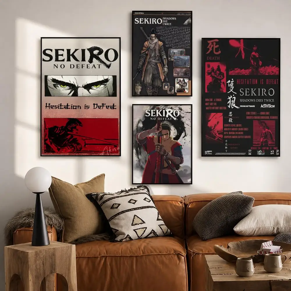 S-Sekiro No D-Defeat Poster HD Art Stickers Self-Adhesive Painting Modern Home Decor For Bedroom Living Room Wall Decals Gift